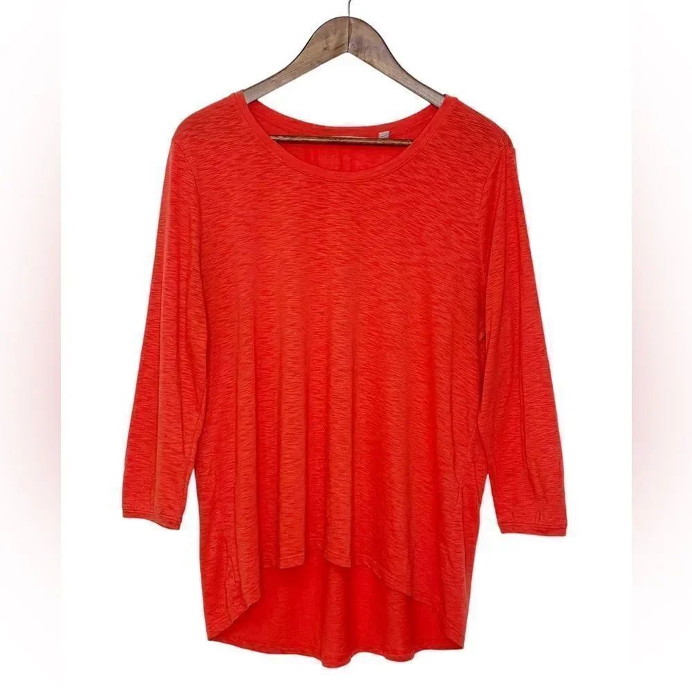 Athleta Asana 3/4 Sleeve Top Fire Red Size Extra Large